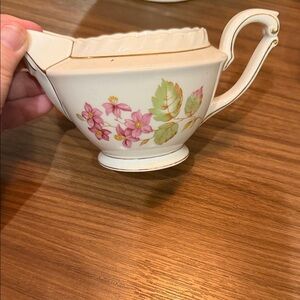 Floral Cream Ceramic Gravy Boat